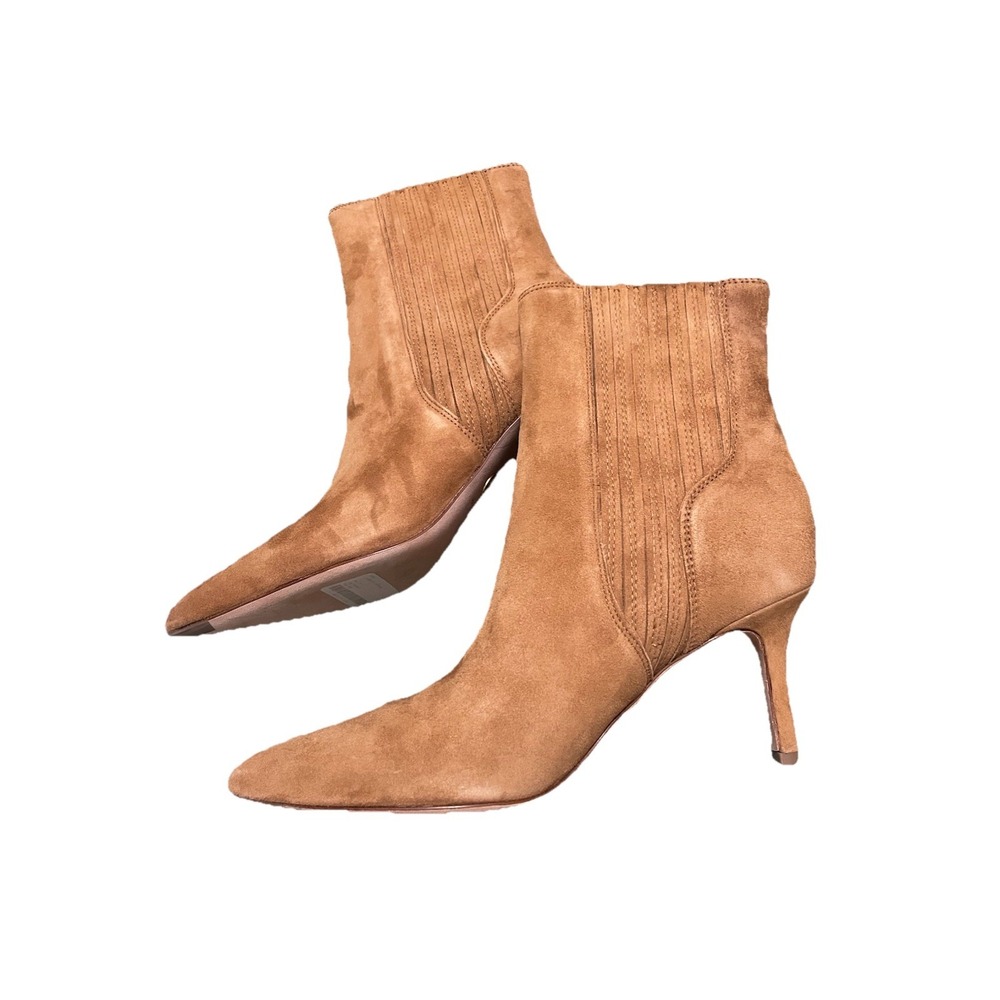 Veronica Beard Lisa 70' Suede Heeled Ankle Boots Size 7.5 Hazelnut Elegant - Picture 11 of 14